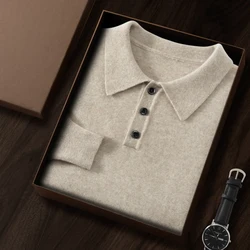 High-Grade New Autumn 100% Cashmere Sweaters Winter Clothing T-shirt Men's Sweater Solid Color Large Size Base Men Pullover