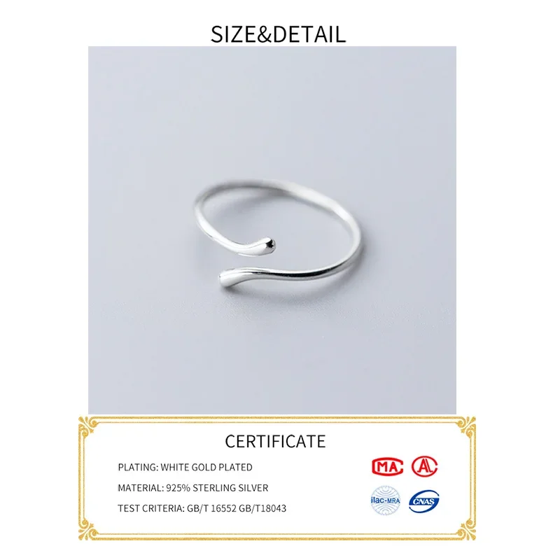 SOFTPIG-anillo ajustable geométrico de Plata de Ley 925 auténtica para mujer, joyería fina para fiesta, accesorios minimalistas Punk