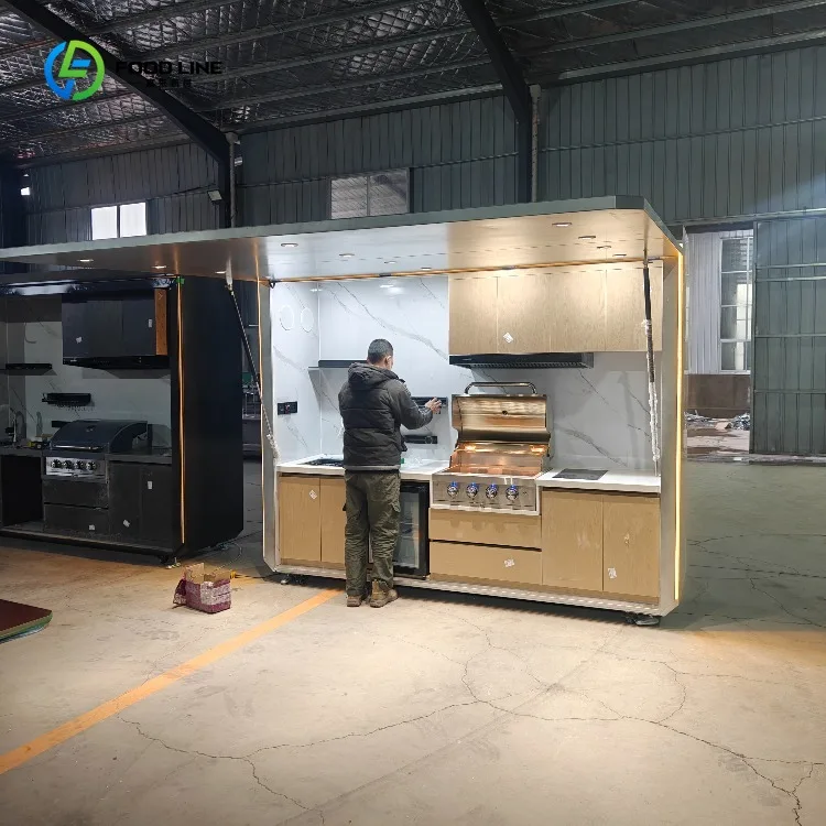 Luxury Outdoor BBQ Pods Premium Stainless Steel Kitchen Island Waterproof Garden Cooking Station Modern Design Customized