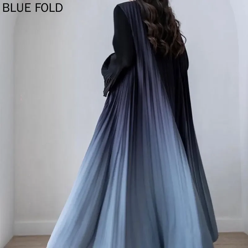 Long Gradient Color Outer Shawl, Long-sleeved Robe, Hand-pleated, Middle Eastern, Large, Spring, Autumn, New,