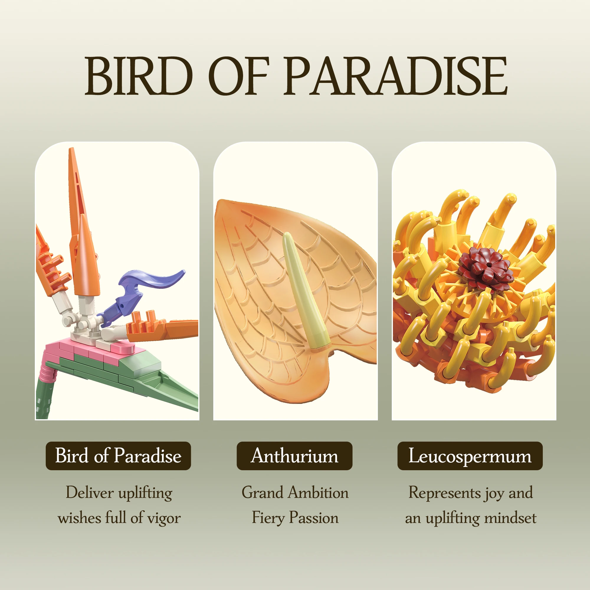 Tropical Bird of Paradise Flower Building Blocks Set Exotic Home Decor DIY Model Ornament Symbol of Freedom and Good Luck Gift view 2