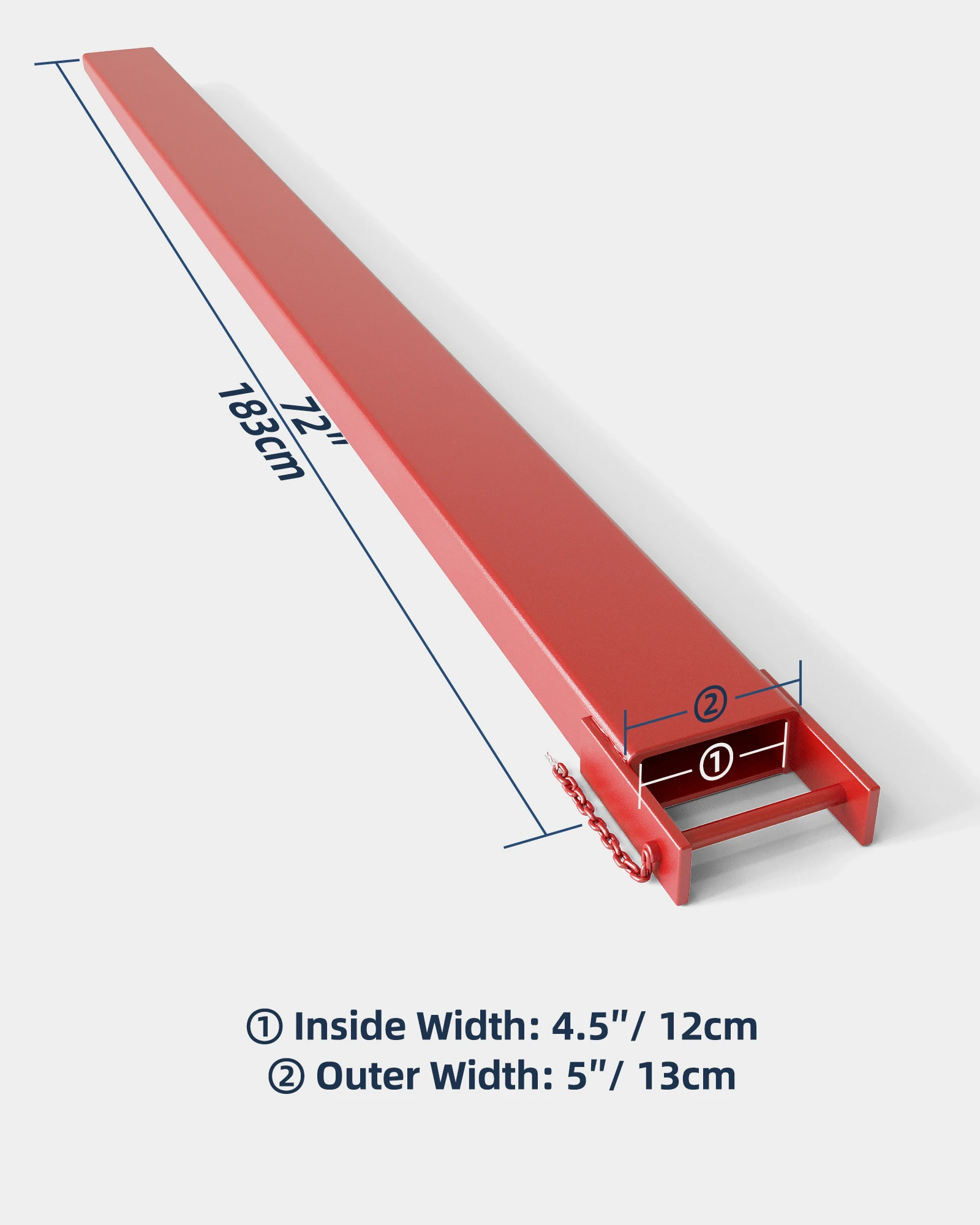 Pallet Fork Extension with Tire Chain, [4.5" Width 72"/84" Length] [5500 LBS Max] Heavy Duty Steel Pallet Extensions