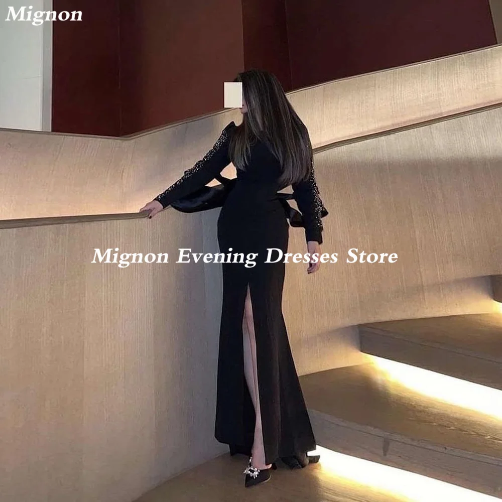 

Mignon Satin Mermaid Scoop Neckline Appliques Ruffle Prom Gown Ankle-length Elegant Formal Evening Party Dress for Women 2023