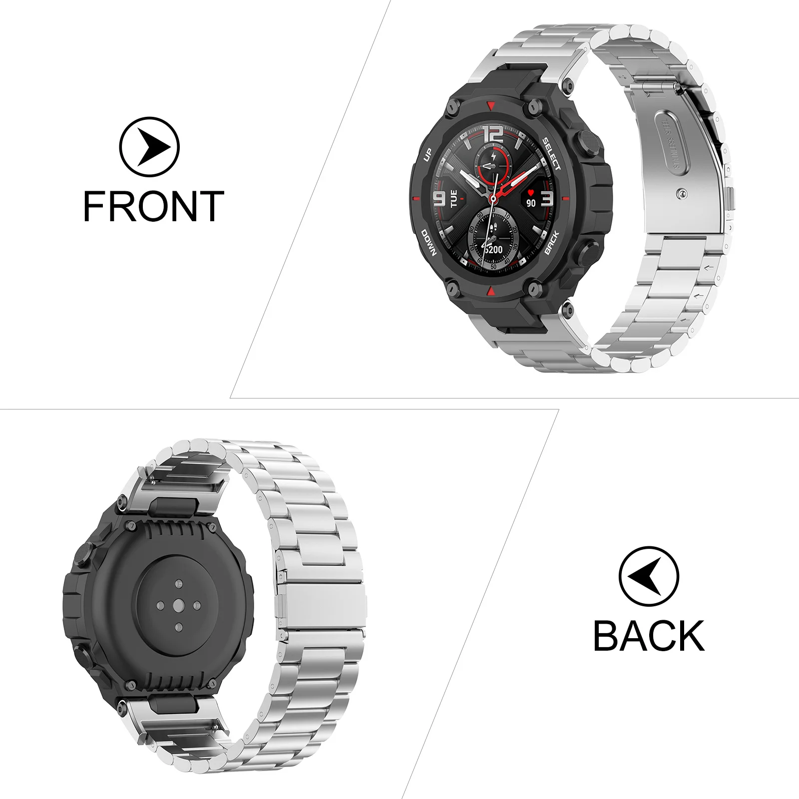 

Stainless Steel Band Adjustable For A1918 Durable Metal Watch Strap Smart Watch Wrist Band Replacement Phone