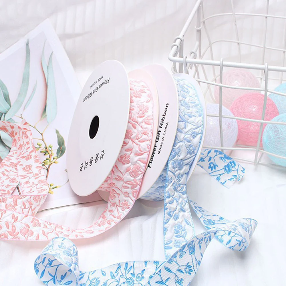 

Ленты для выпечки с тиснением и рисунком, подарочная упаковка, лента с маленькими цветами, 2,5 см, тисненая цветочная лента для поделок, подарков