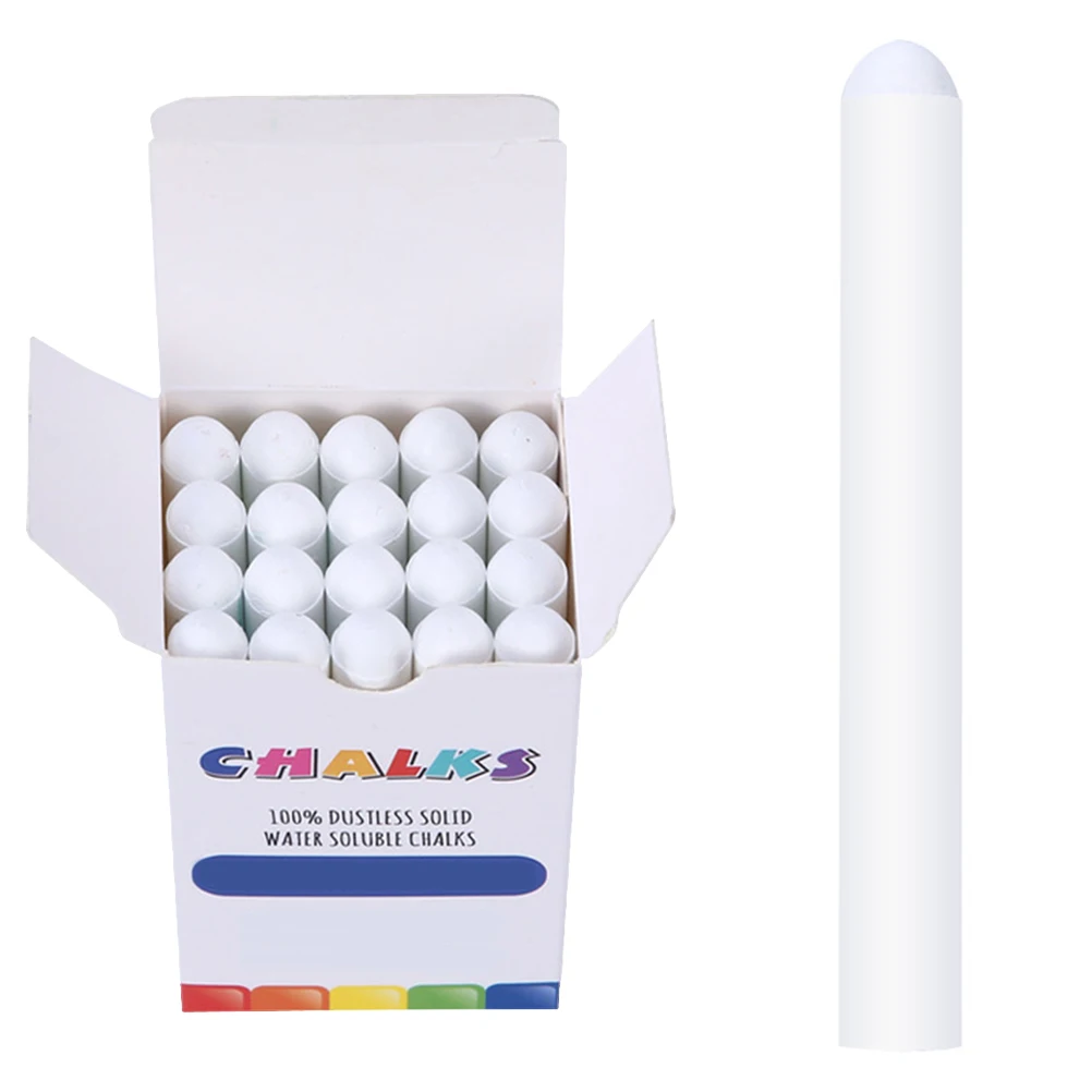 20 قطعة طباشير قابلة للغسل بدون غبار صديقة للبيئة بيضاء قابلة للذوبان في الماء مناسبة للأطفال ملعب السبورة سهلة المسح