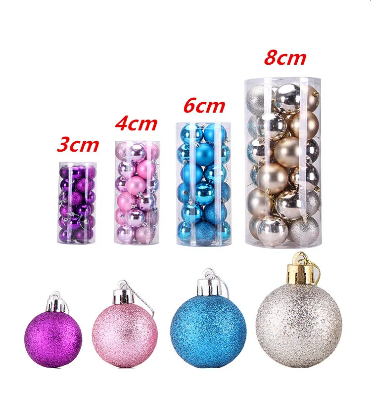 24pcs 3/4/6cm Christmas Decorations Balls Multicolor Xmas Tree Balls Large Christmas Baubles Ornament Ball Party Home Garden Dec