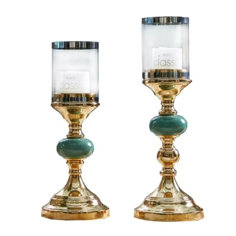 

Простой, изысканный золотой подсвечник для дома, гостиной, прихожей, обеденного стола, керамический подсвечник с эффектом ледяного кракле, синий, креативный