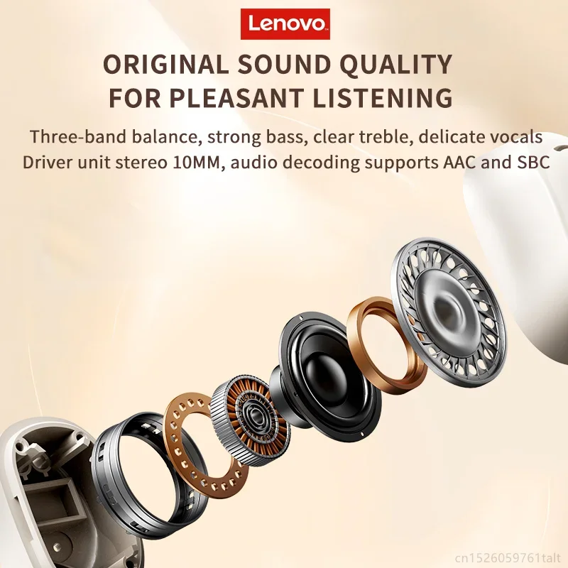 Lenovo EA200 Earphone Wireless Bluetooth 5.4 Headphone HiFi Stereo Translucent Charging BinHeadset for Android iOS Win System