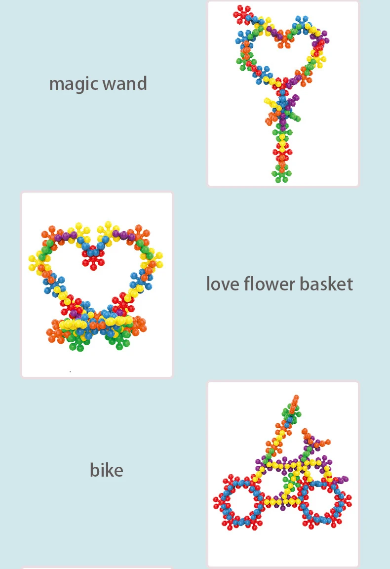 Kinder Bunte Kunststoff Pflaumenblüte Bausteine Spaß Zusammengebaute Schneeflocke Stücke Einfügen Aufklärung Frühe Bildung Spielzeug – Detail 12