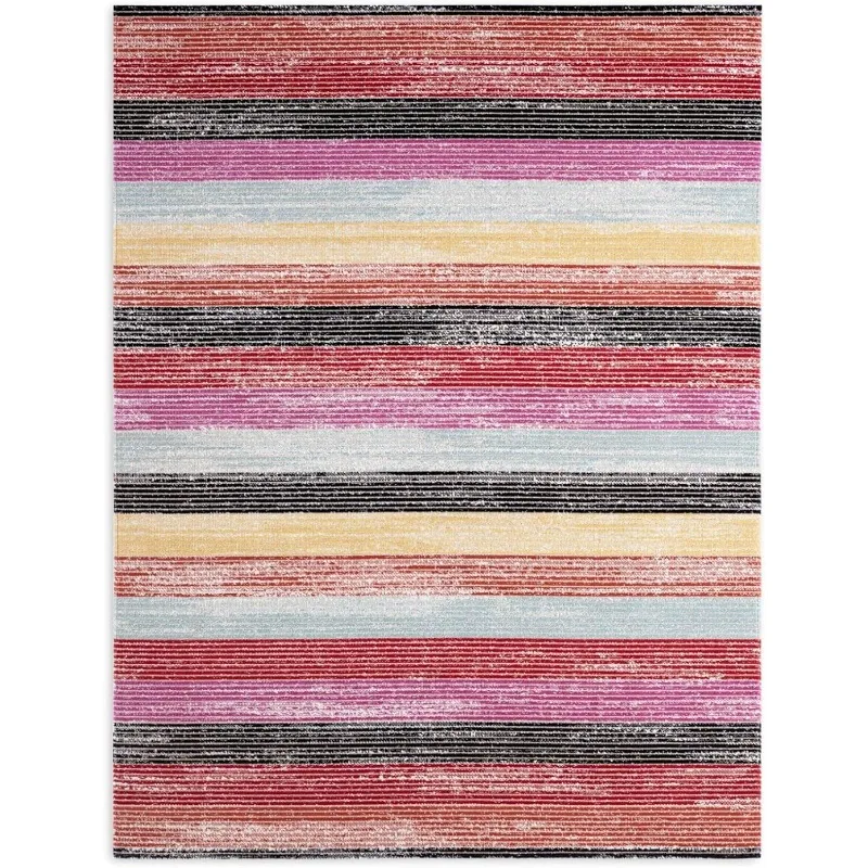Miller New York Patio Sofia Estelle Innen-/Außenbereichsteppich, Rot/Rosa, 7'9"x10'2" Rechteck