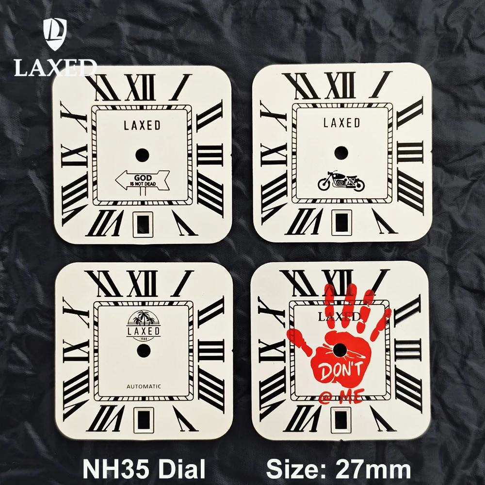 

LAXED 27mm Custom Logo Dial NH35 Square Dial Roman Dial Men's Watch Dial Suitable for NH35 Movement Sports Watch Accessories