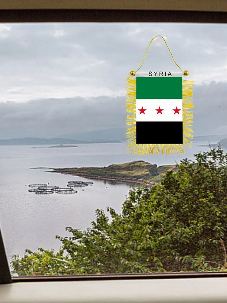 Syria Mini Pennant Double Sided Banner with Suction Cup Elegant Design for Car Decoration and Events