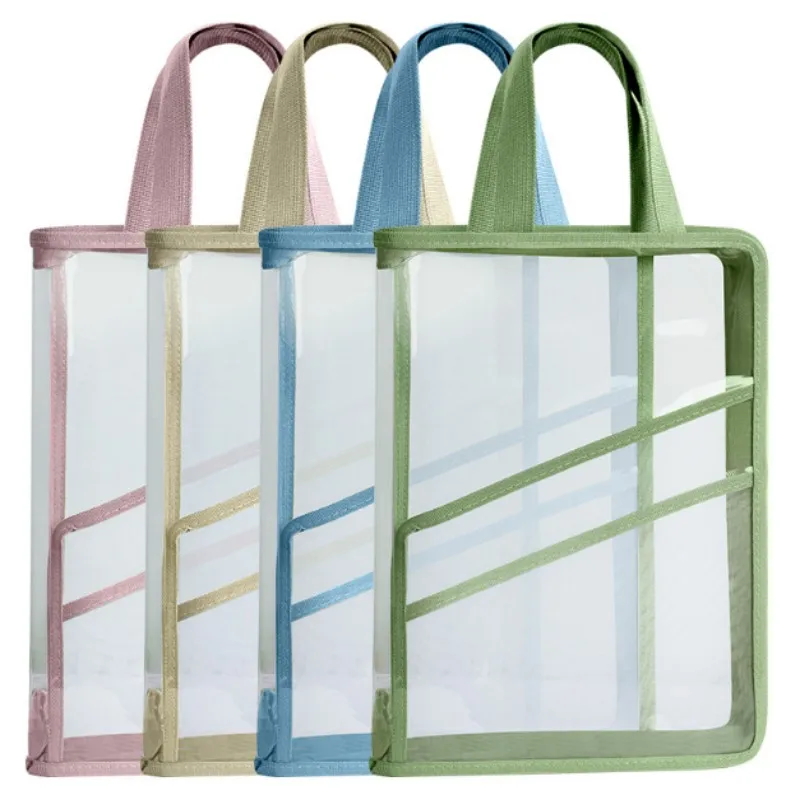 1PC Transparent Document Folder Bag Double Layer File Folders Capacity Portable Subject Classification Homework Filing Products