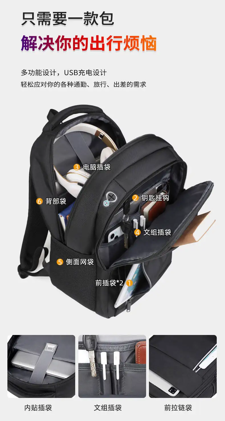 Large Capacity Durable Backpack | Universal Leisure Backpack | Multi-pocket Travel Bag, Suitable For Business Travel Short Trips