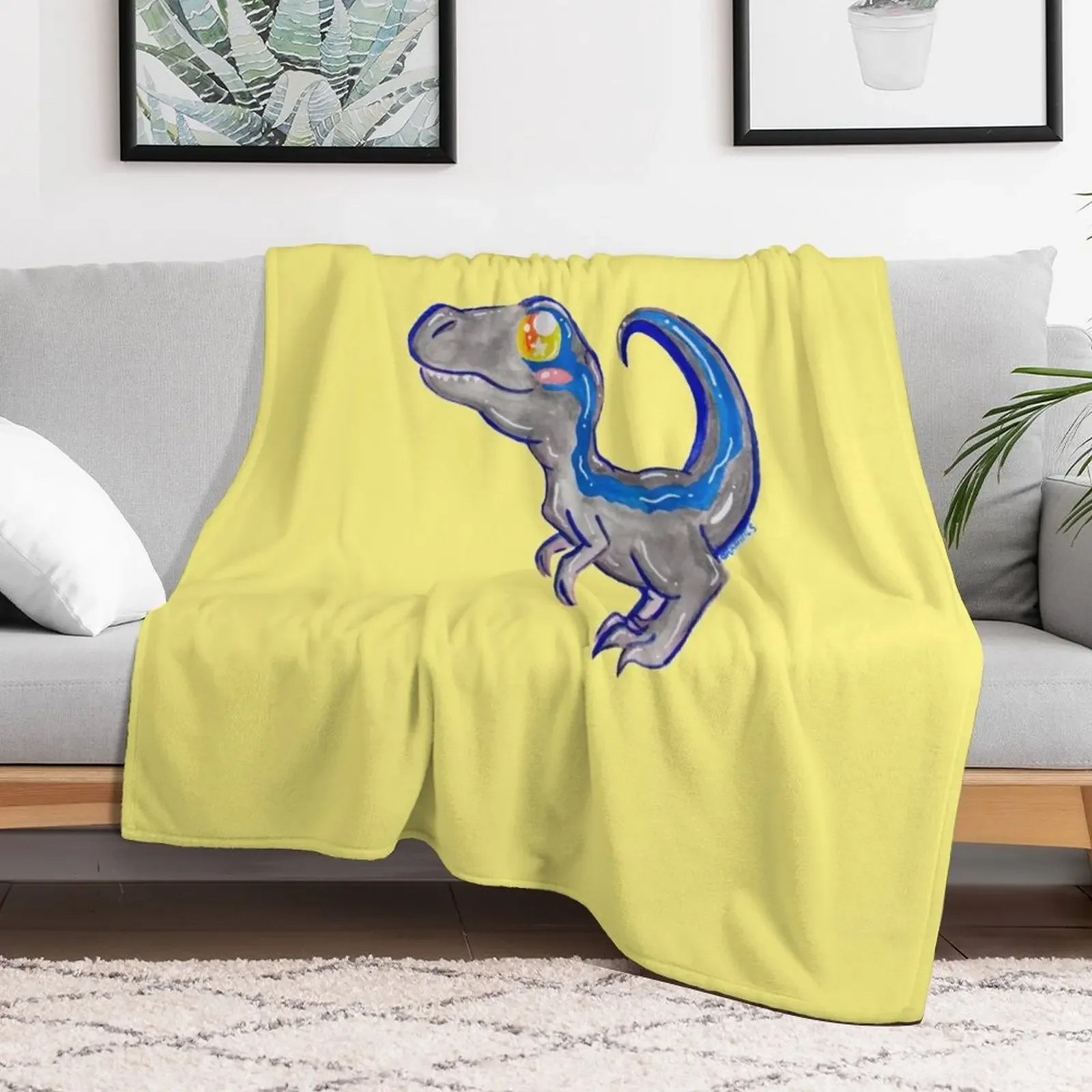 Kawaii Velociraptor Throw Blanket Warm Cozy Throw Blanket for Living Room Couch