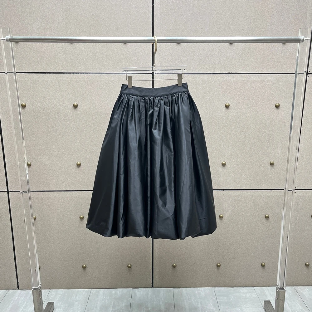 تنورة منتفخة نسائية مرنة عالية الخصر Y2K بسحاب خلفي تنورة على شكل حرف a للركاب وصلت حديثًا لخريف وشتاء 2025