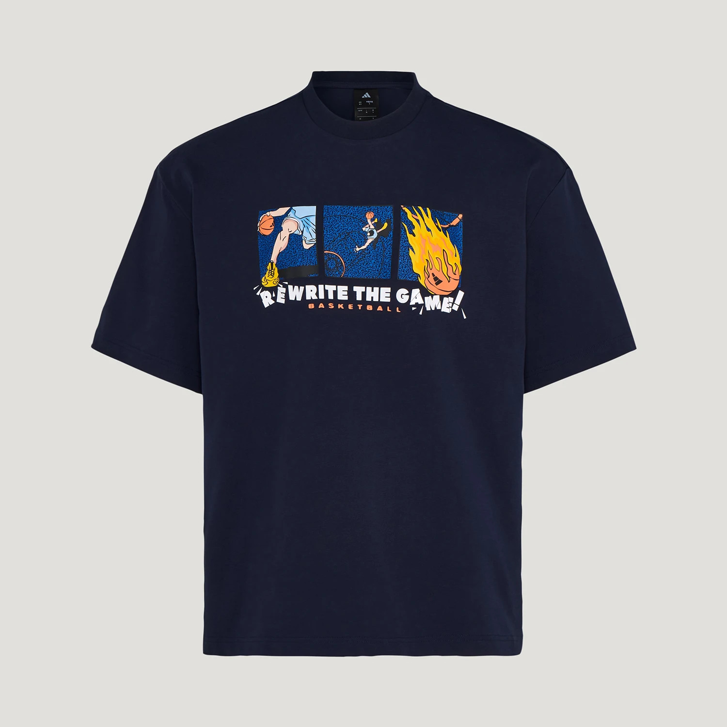 Adidas authentic basketball series new men's navy blue soft short sleeved T-shirt KY3342