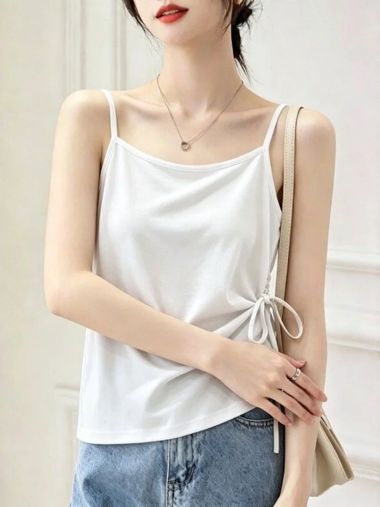 Women's Loose Cotton Tank Top 95% Cotton Summer New Style Inner Wear Outer Wear Slimming Base Layer Shirt Simple Style
