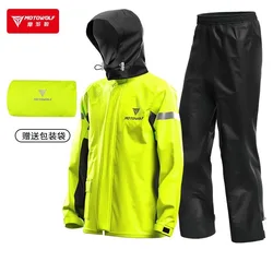 Motowolf-chubasquero para montar en motocicleta, traje impermeable dividido, pantalones de lluvia para exteriores, reflectante, equipo de lluvia para motocicleta