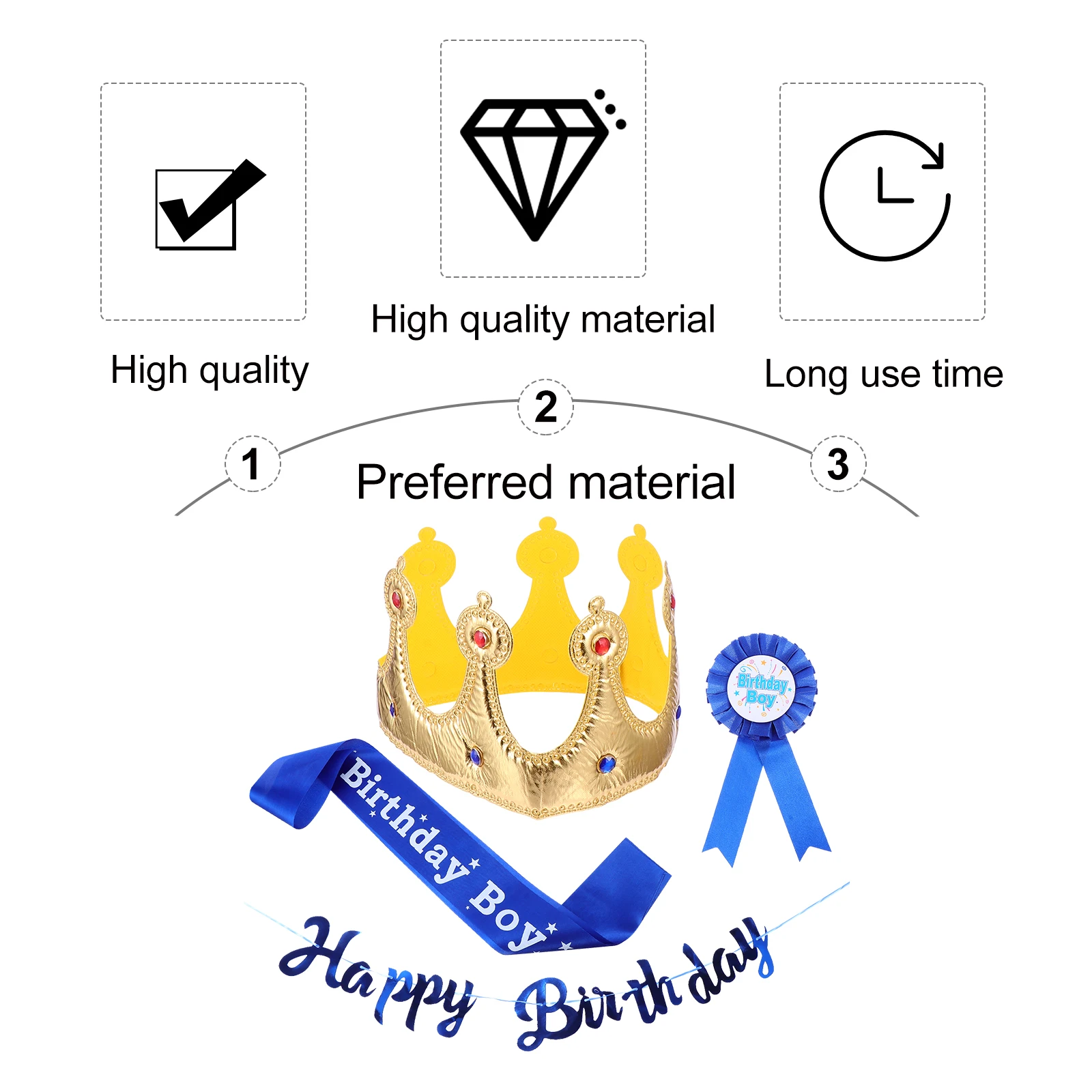 

1 set Birthday Sash Crown Badge Decoration for Boys Men Party Background Banner Props Classy Fun Celebration Event Party