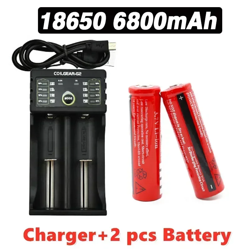 100% Brand New Original 18650 6800mAh Rechargeable Battery 3.7 V Lithium-ion Battery for Laser Power Supply,LED Flashlights