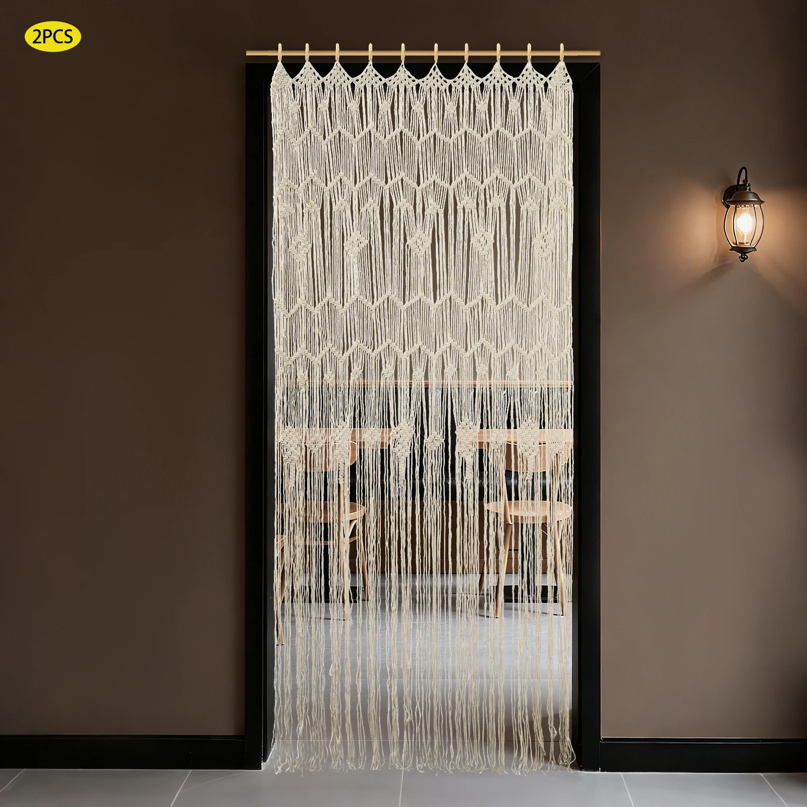 2 Stück Fenstervorhang, 1 x 2 m, Raumteiler, Türvorhang, Vintage-gewebte Vorhänge, vielseitige Dekoration für Flure, Schlafzimmer – Detail 7