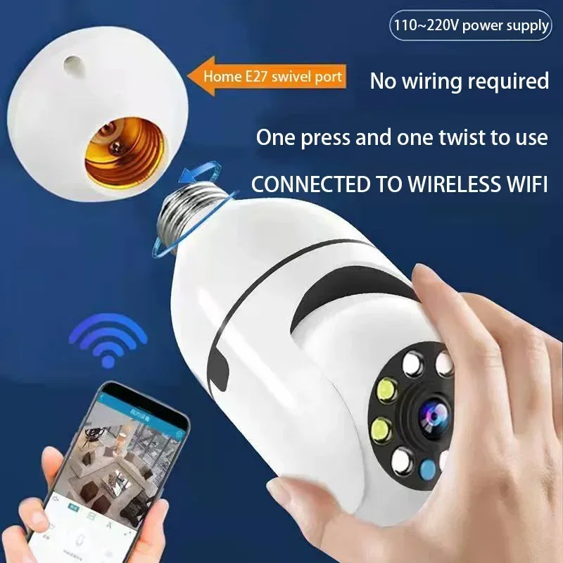 CARPBABA Tuya Wifi Bulb E27 Surveillance Camera Full Color Night Vision 360° Rotating Human Tracking Two-way Talk Smart Home