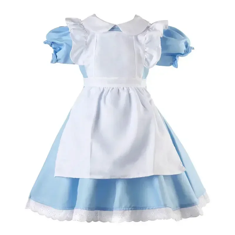 New Alice In Wonderland KIDS Girls Storybook Costume Fairy Tale Book Week Fancy Dress Maid Lolita Costume Cosplay Outfits