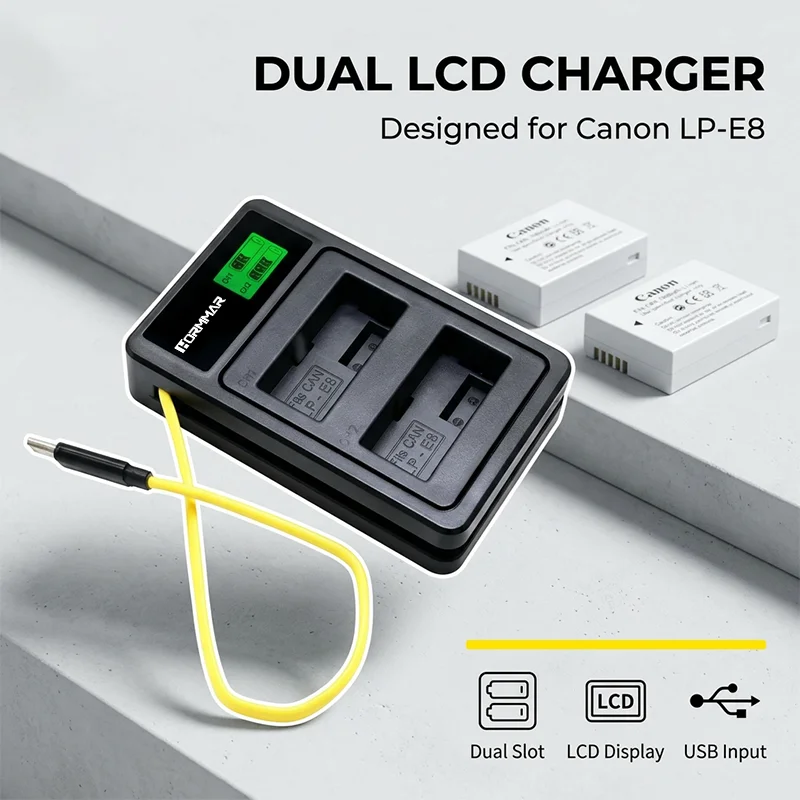 LP-E8 Camera Battery Charger Replace LC-E8C for Canon EOS 700D 650D 600D 550D Rebel T2i T3i T4i T5i Kiss X4 X5 X6i X7 LPE8