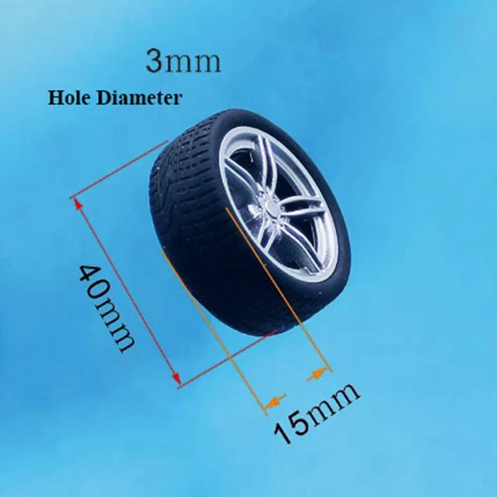 

New Anti-skid Drive Car Plastic Wheel Black DIY Toys Parts Off-road Rubber Tires Accessories Mini Four-wheel Rubber Wheels