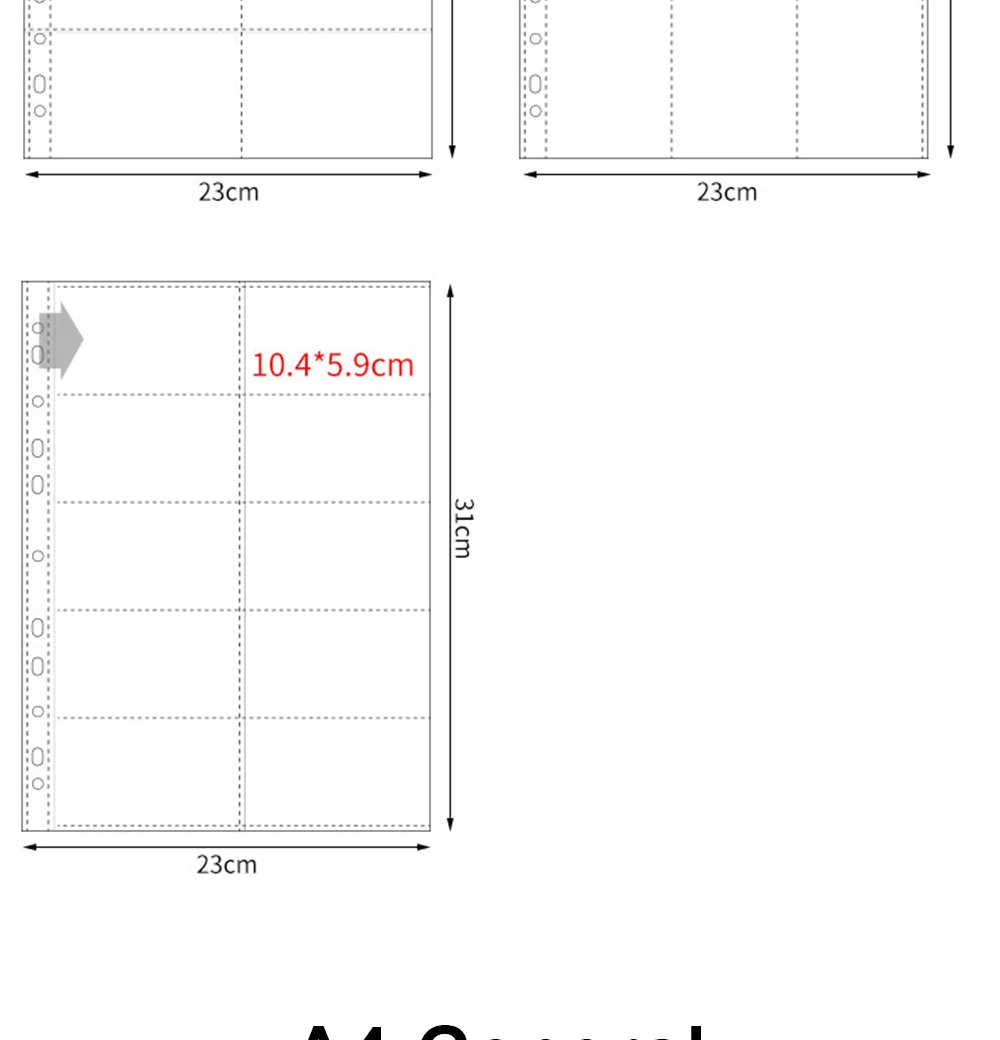 11-Hole A4 Binder Refill Pages 10 Pack Multi-Grid for Photo Card Postcard Coin Collection Scrapbook Album