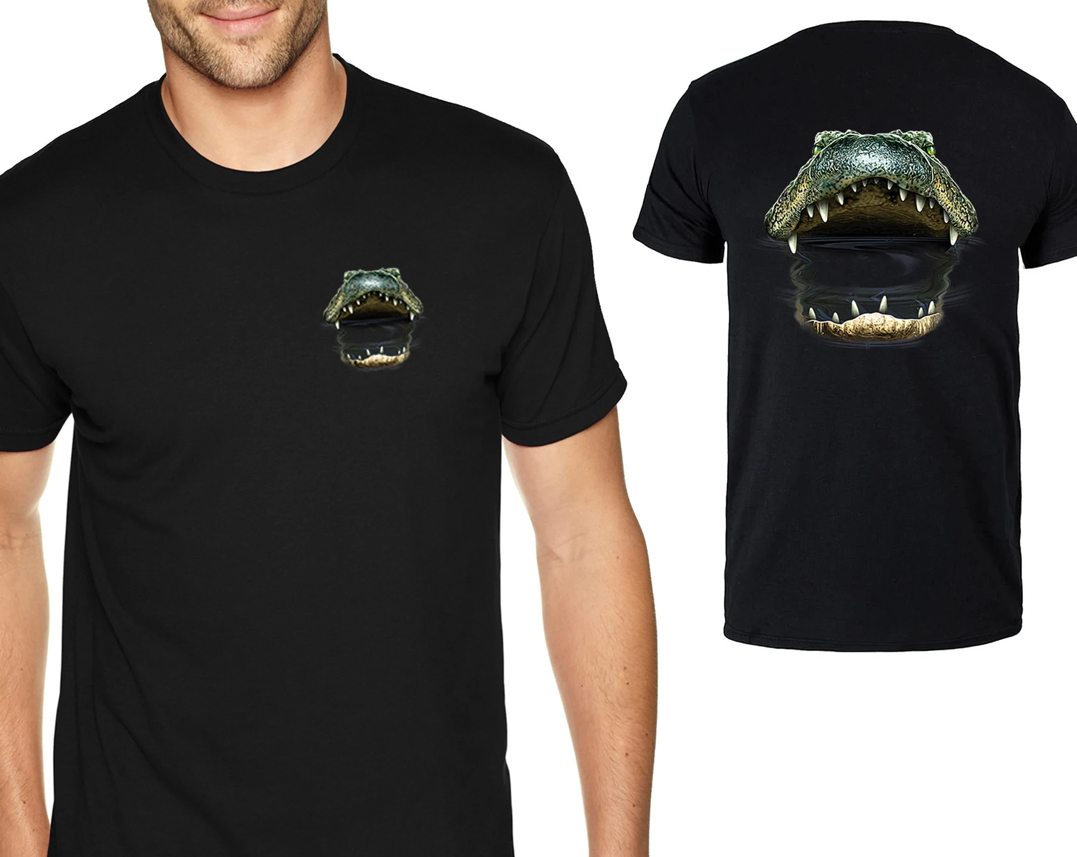 Graphic T Shirts Men's Gator Mouth T-shirt Alligator Crocodile Bite Reptile Lover Shirt Florida Swamp River Wild Animal
