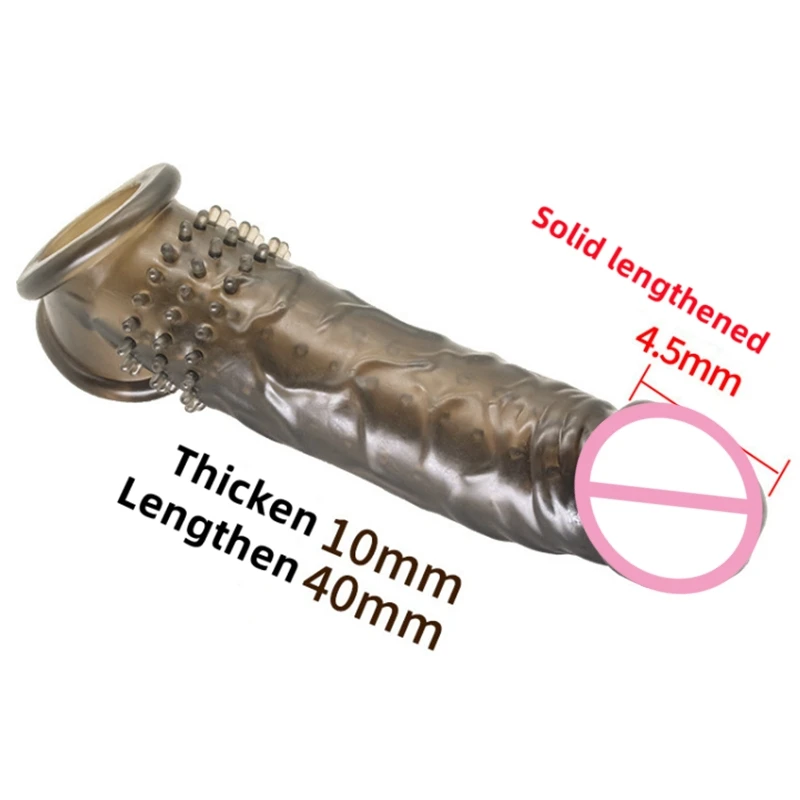 Big Penis Cover Extender Male Cock Enlargement Sexy Dick Reusable Sexuality Silicone Condom Funny Adult Erotic Toys for Men 18