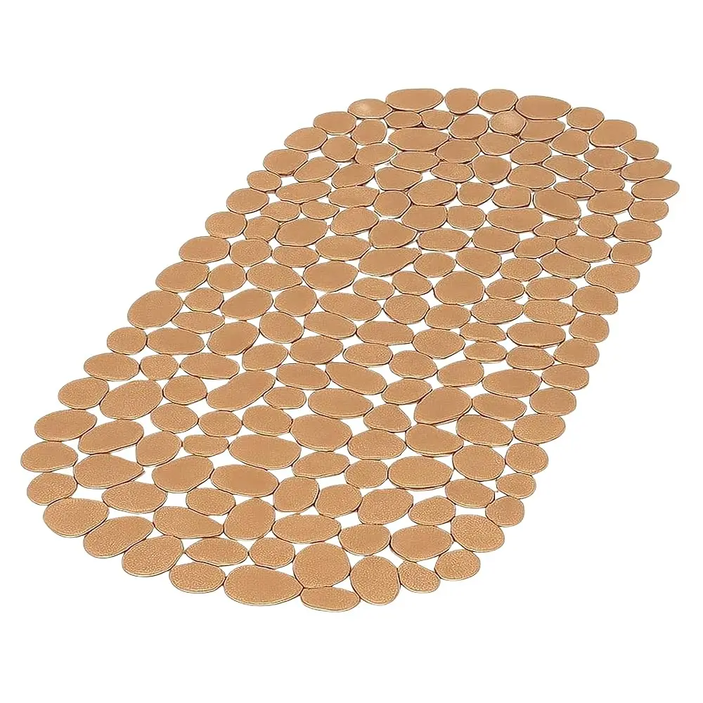 

Rose Gold Non-Slip Bath Mat for Tub – 26.5\ x 14\ Oval PVC Mat with Suction Cups, Quick-Dry Waterproof Design, Slip-Resistant