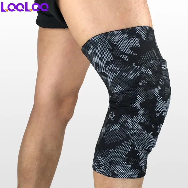 1 pz ginocchiere con manica antiscivolo a nido d\'ape per uomo donna pallavolo baseball calcio palestra powerlifting wrestling