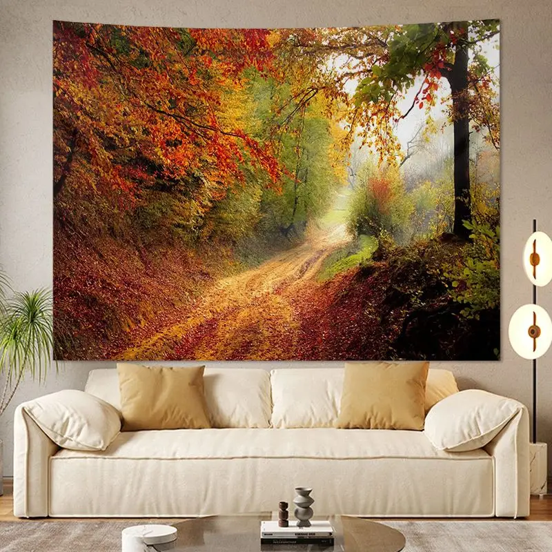VIKAMA Wilderness Dusk Windmill Sunset Scenery Tapestry, HD Wear-Resistant Fabric Wall Art for Living Room Decor