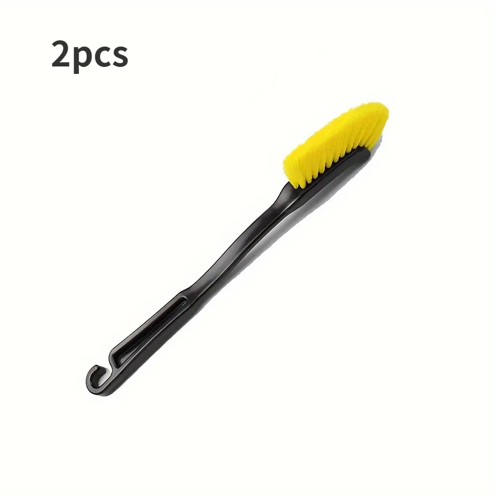 2 tire cleaning brushes - durable bristles can deeply clean all vehicle models, and the plastic handle is comfortable to use