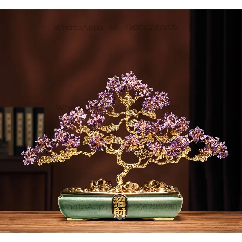 Living Room Entrance Natural Citrine Fortune Tree Lucky Ornament
