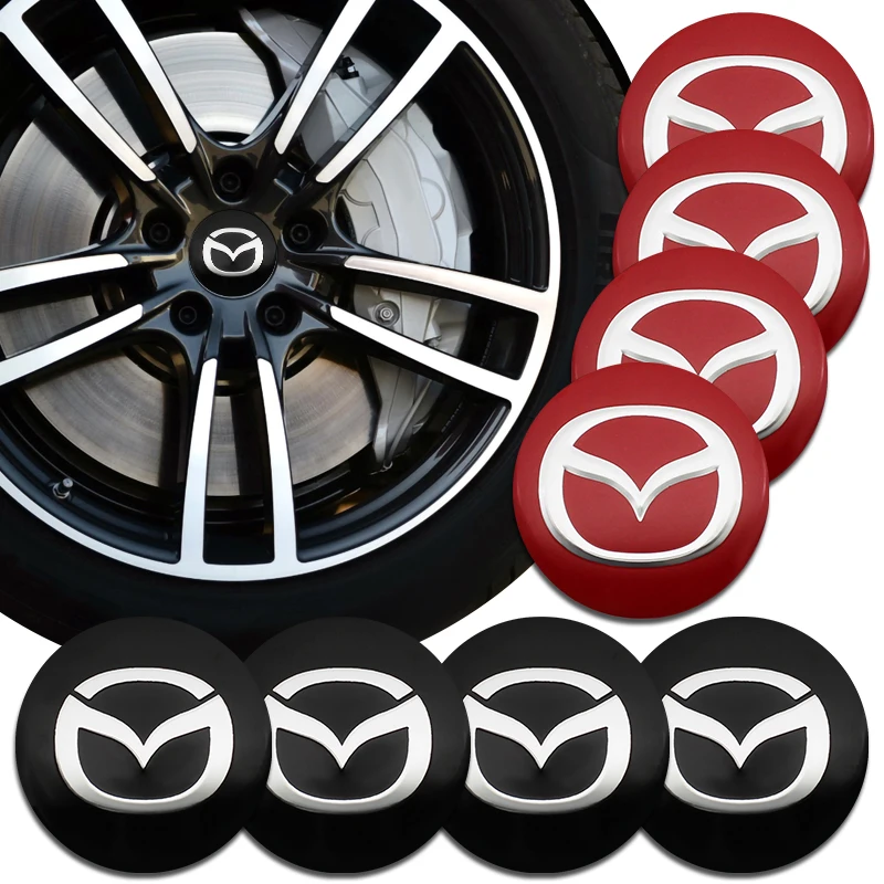 4pcs 56mm Car Badge Emblem Wheel Center Hub Caps Stickers For Mazda 3 5 6 Atenza Axela Demio CX3 CX5 MP MS RX8 CX30 Accessories