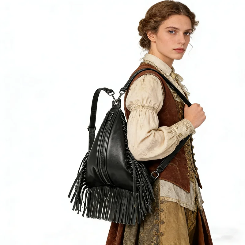 

PU Punk Backpack Women's Bags Fashion Tassel Backpack Wallet Mochila Bagpack Plecak Plecaki Rugtas Rugzak Laptop Bag