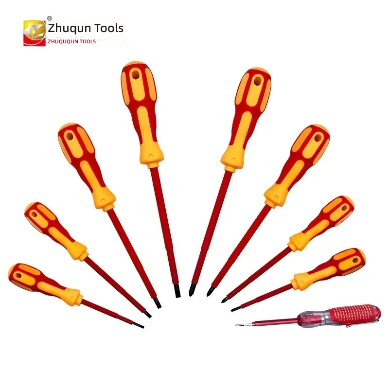 9 in 1 Magnetic Screwdriver Bits Set, Cross Slotted Insulated Electrician Screwdriver Tester Combo Kit