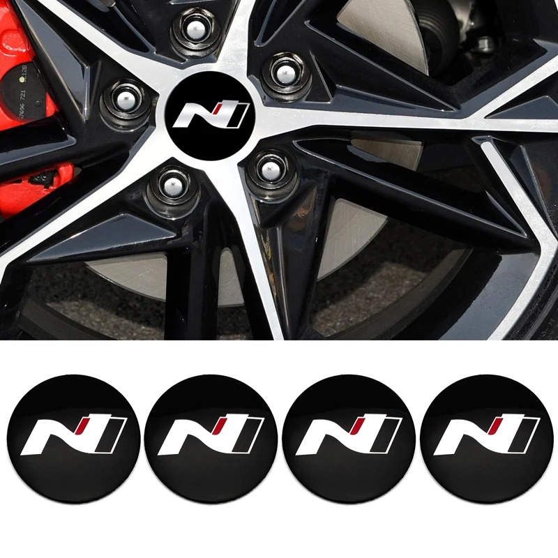 Tapa de cubo de rueda de coche, accesorios para Hyundai N Line Elantra Tucson Sonata, 4 piezas, 3D, 56mm, pegatinas