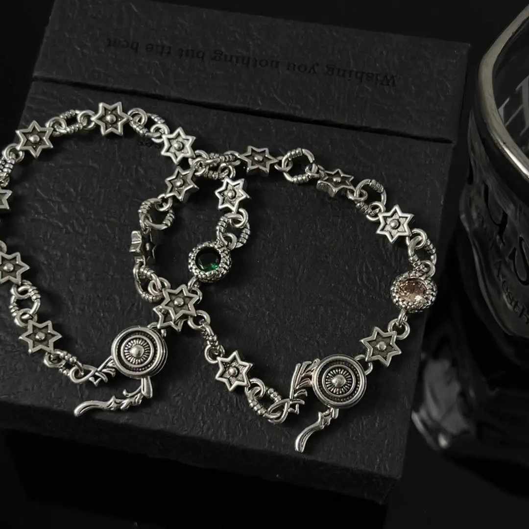 ลมเย็นZircon Hexagram Starสร้อยข้อมือดอกไม้สร้อยคอผู้หญิงHandpieceหรูหราNiche Designสร้อยข้อมือ