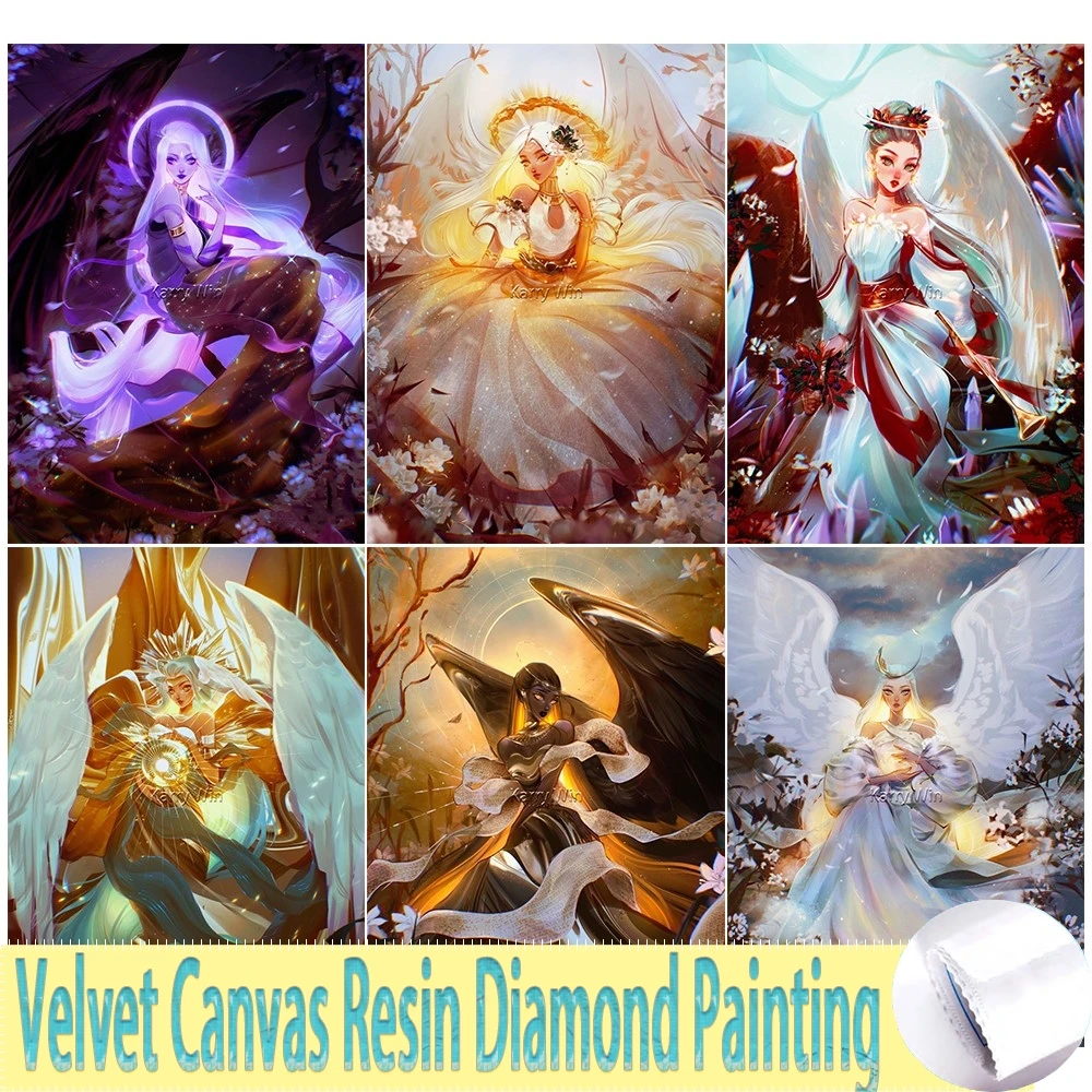 5D Angel Velvet Canvas Resin Diamond Painting Soul Angel Wisdom Angel Art Fate Angel Hobby Embroidery Hope Cross Stitch Mosaic