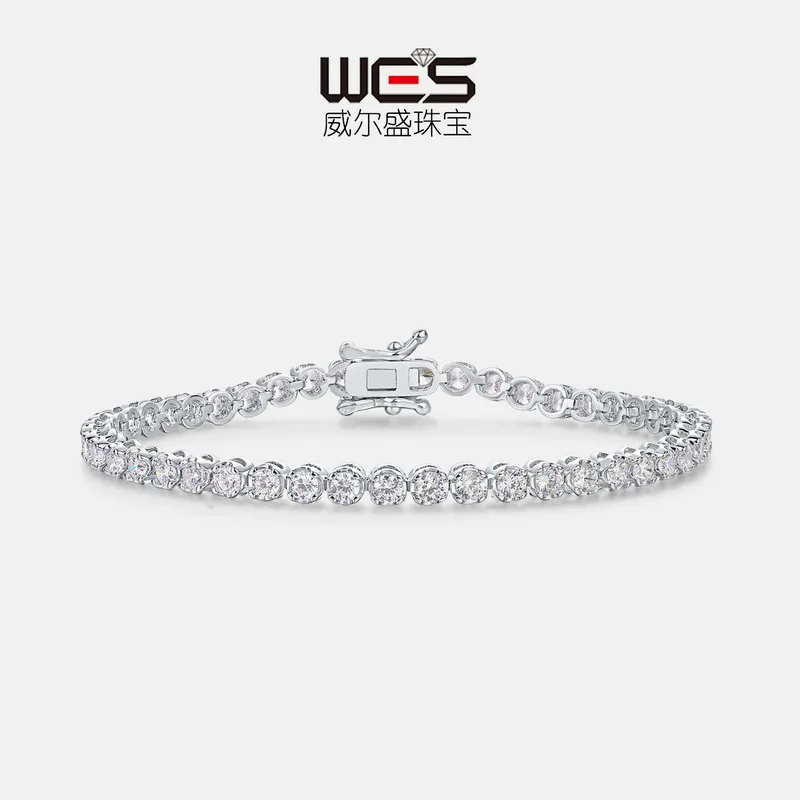 18K Gold Inlaid with Colorful Baby Stones PT950 Platinum Moissanite Bracelet for Women Single Row Studded with Diamond Bracelets