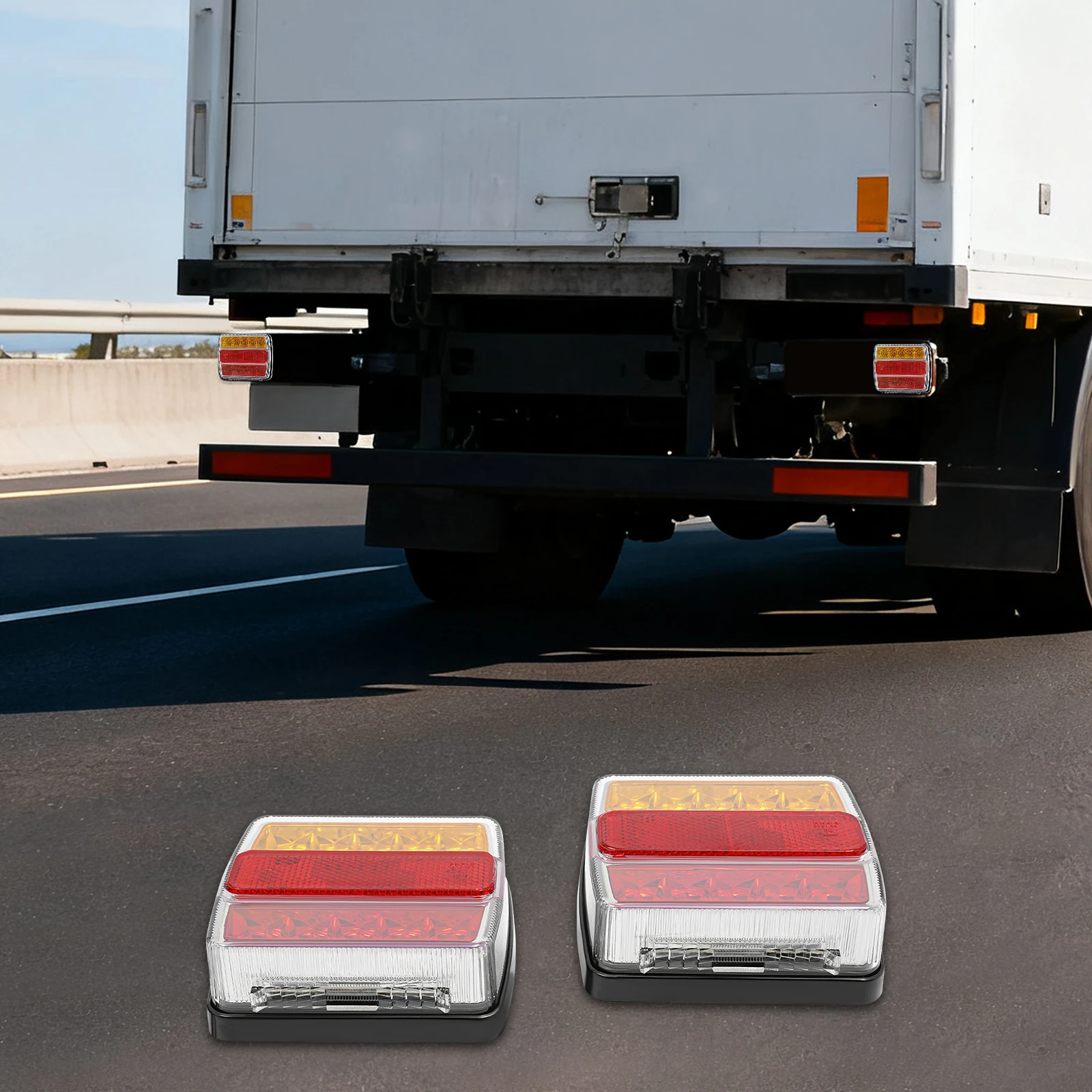 Ensemble de feux arrière de remorque LED, 12 V, avec prise à 7 broches, kit de feux arrière pour camions, remorques de moins de tracteurs 80''