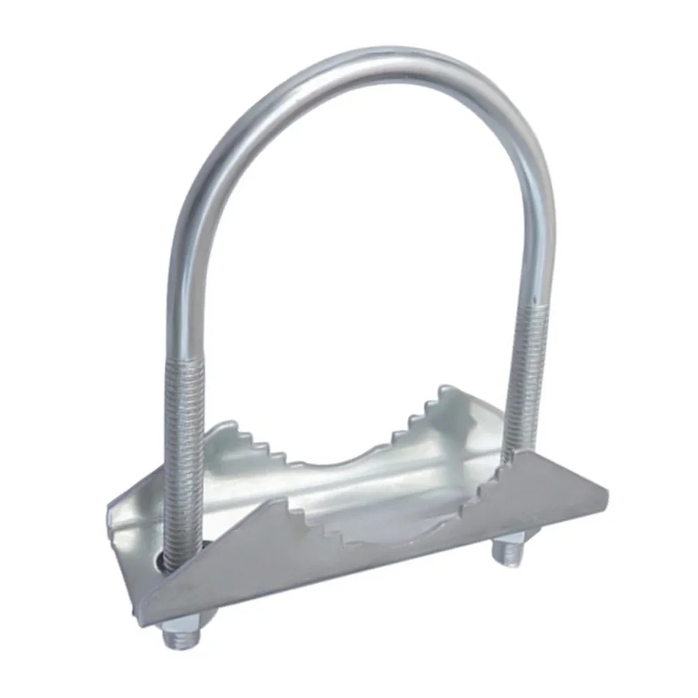 Antenna mast clamp kit for heavy duty mounting on round poles 1 to 18 inch diameter metal bracket with U bolt secure fit