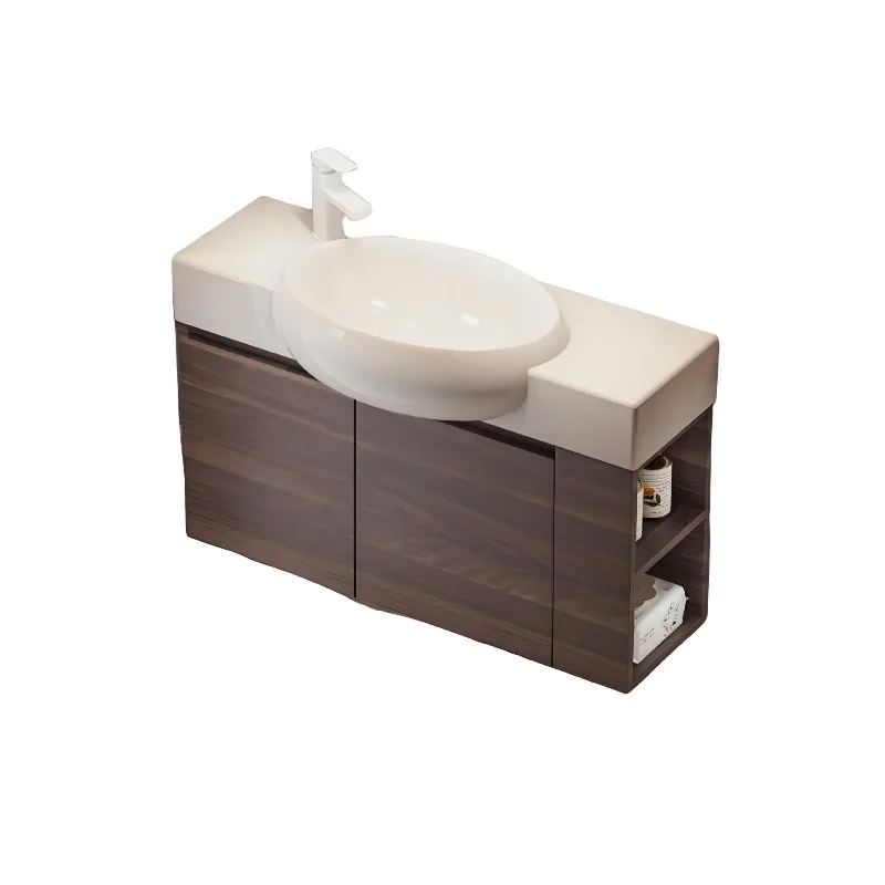 Walnut small apartment solid wood bathroom cabinet medium antique washing table wash basin basin cabinet combination cabinet