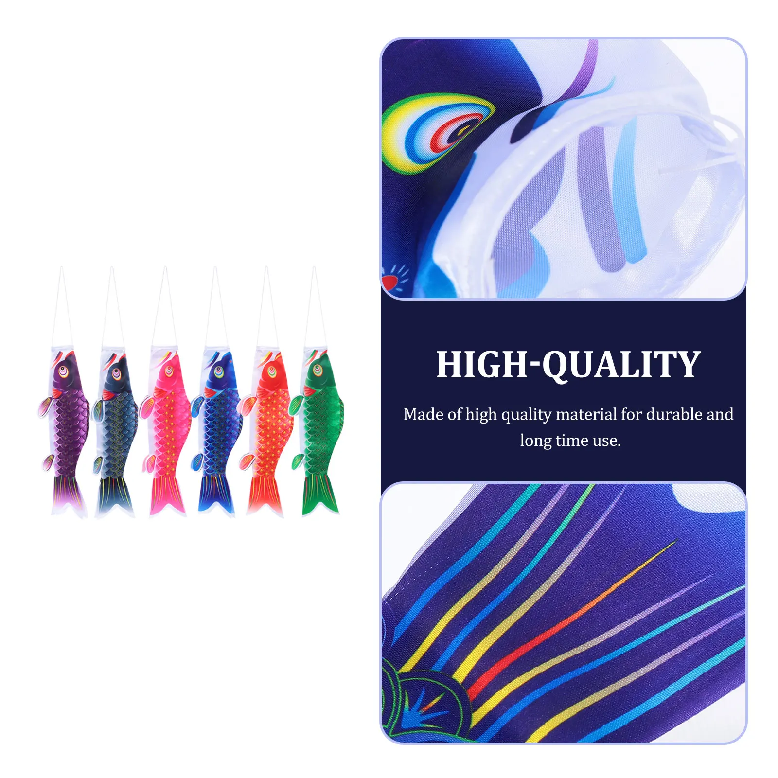 

6 Pcs Japanese Carp Flags 40cm Black Red Pink Green Blue Purple Outdoor Decor Festival Streamers Gifts Hanging